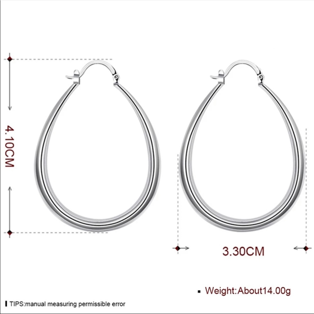 New 925 Silver Smooth Circle 41mm Hoop Earrings - Picture 2 of 4